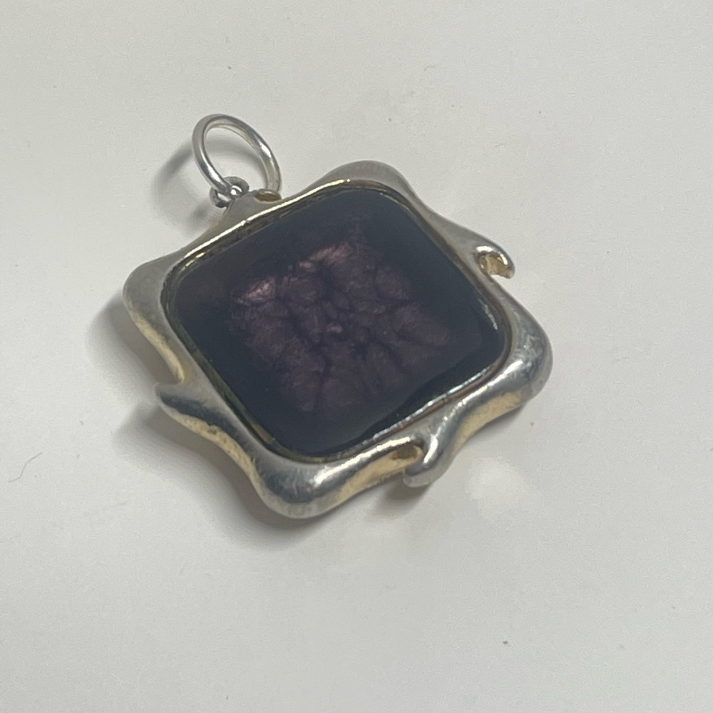 Silver and Purple Cufflink Pendant - Picture 1 of 10